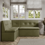 Narożnik kuchenny London 130x170 ze schowkami oliwkowy welur