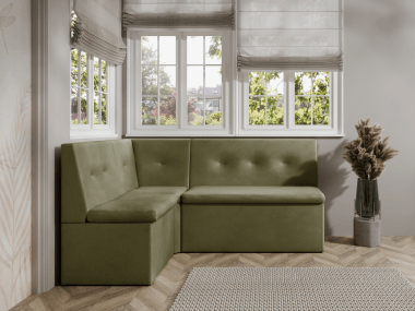 Narożnik kuchenny London 130x170 ze schowkami oliwkowy welur