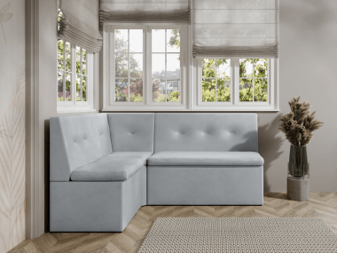 Narożnik kuchenny London 140x200 ze schowkami jasnoszary welur