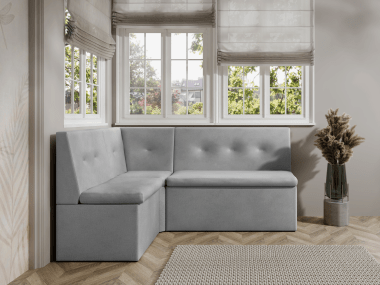 Praktyczny szary narożnik kuchenny London w mocnej tkaninie 140x200