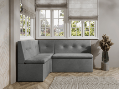 Narożnik kuchenny London 140x200 ze schowkami szary welur