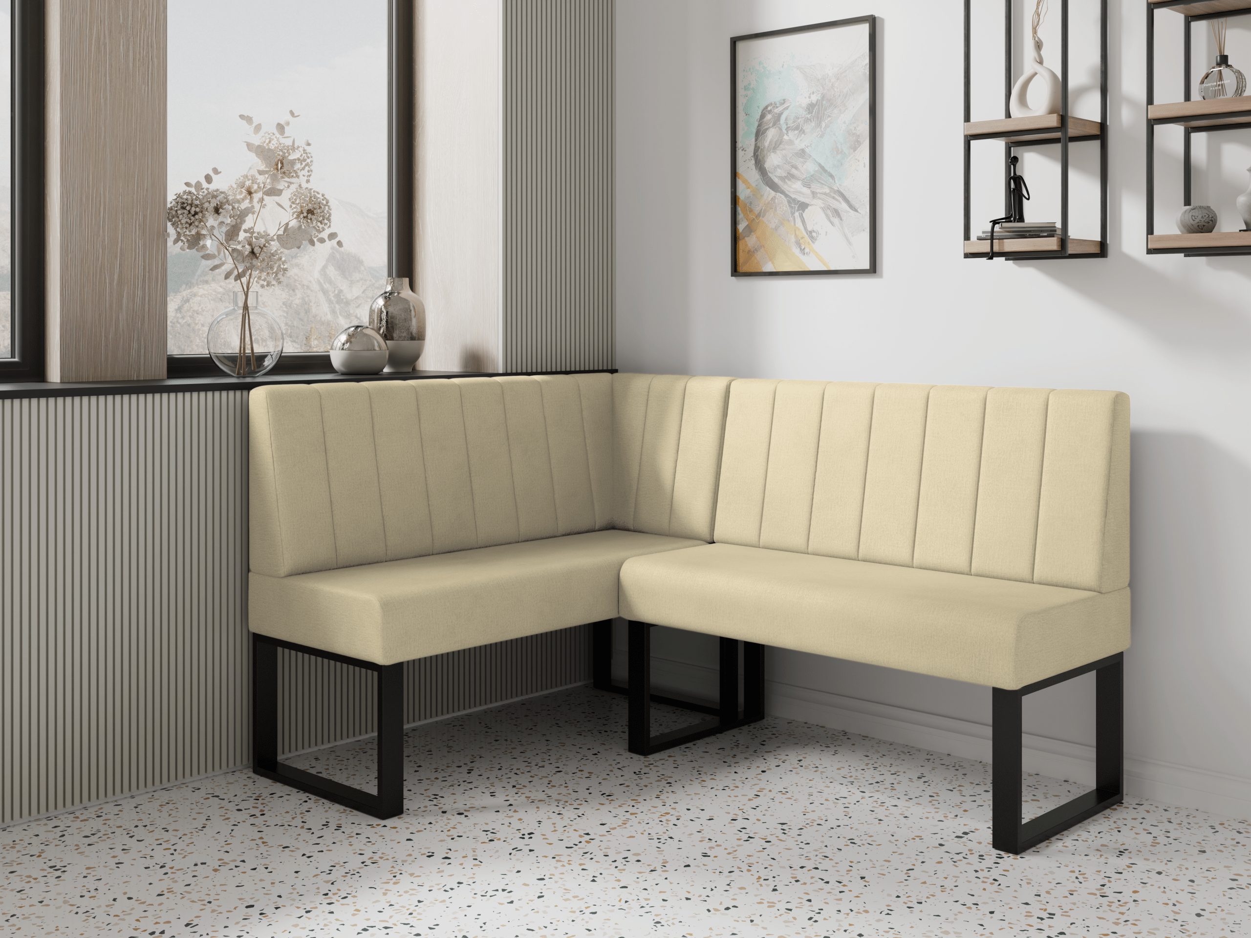 Narożnik kuchenny Madryt 130x170 kremowy welur