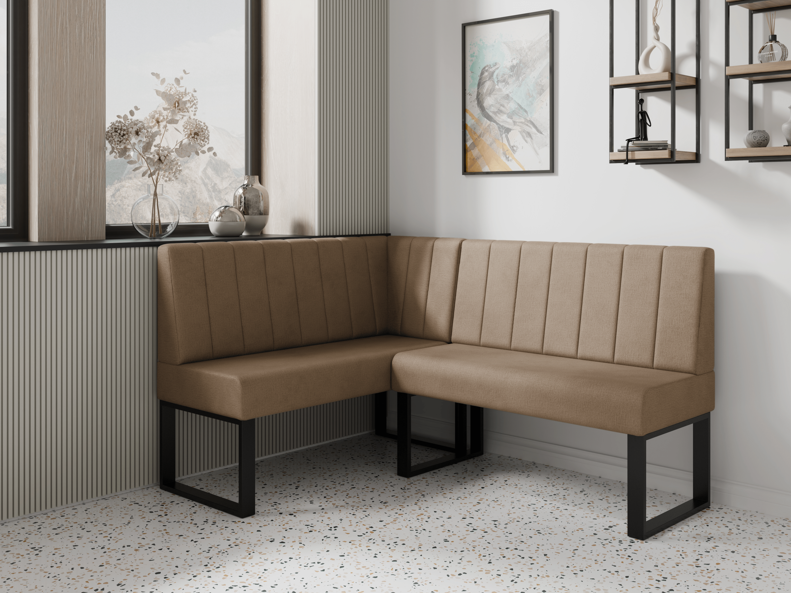 Narożnik kuchenny Madryt 130x170 jasnobrązowy welur