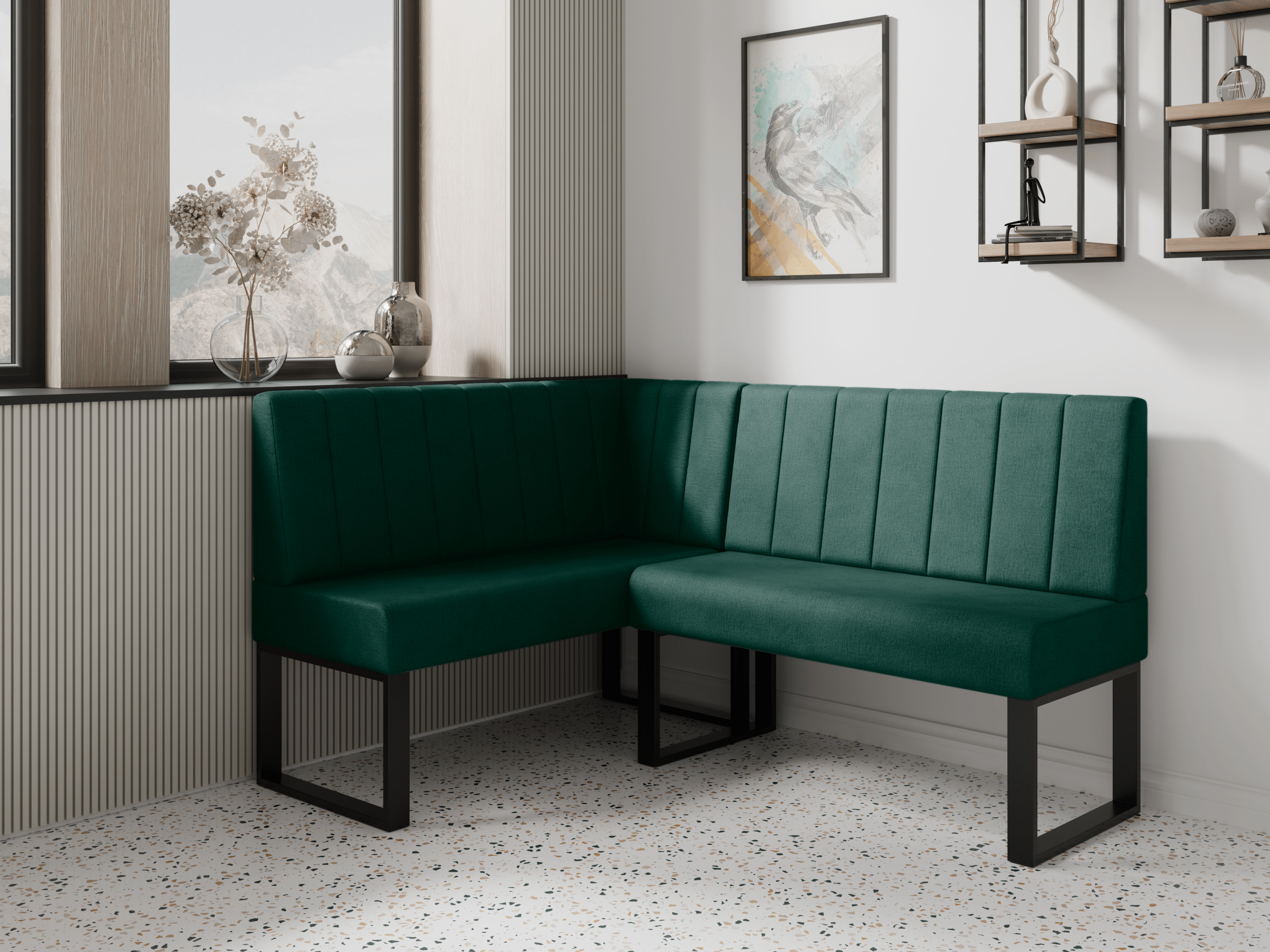 Narożnik kuchenny Madryt 140x160 butelkowozielony welur