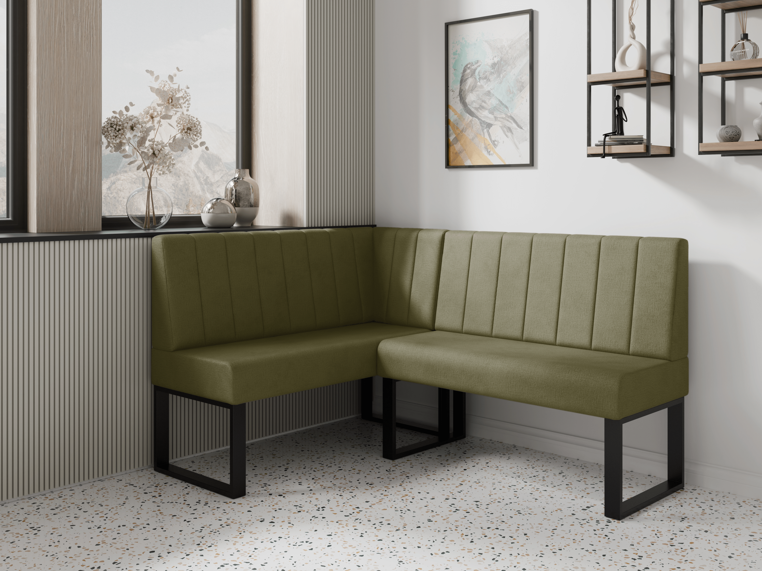 Narożnik kuchenny Madryt 140x160 oliwkowy welur