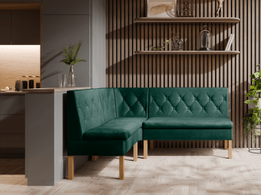 Narożnik kuchenny Praga 140x180 ze schowkami butelkowozielony welur