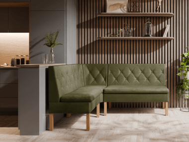 Narożnik kuchenny Praga 140x180 ze schowkami oliwkowy welur