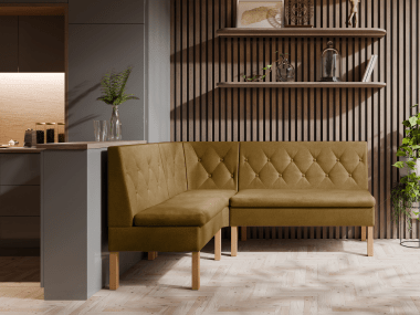 Narożnik kuchenny Praga 140x200 ze schowkami musztardowy welur