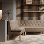 Narożnik kuchenny Praga 130x170 ze schowkami jasnobrązowy welur