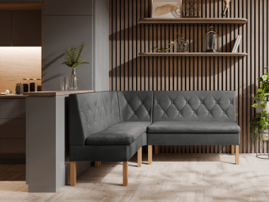 Narożnik kuchenny Praga 140x200 ze schowkami ciemnoszary welur