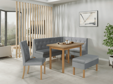 Klasyczny komplet kuchenny Praga z wygodnym narożnikiem w tkaninie welur