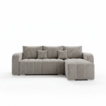 Narożnik z funkcją spania Pufetto uniwersalny L-kształtny z pojemnikiem na pościel beżowy sztruks