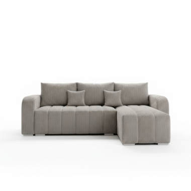 Narożnik z funkcją spania Pufetto uniwersalny L-kształtny z pojemnikiem na pościel beżowy sztruks