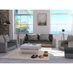 Komplet wypoczynkowy Costa Brava kanapa 3-os., kanapa 2-os., fotel i pufa grafitowo-szary plusz