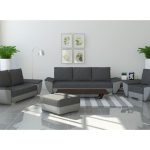 Komplet wypoczynkowy Fly kanapa 3-os, kanapa 2-os., fotel i pufa ciemnoszary-szary plusz