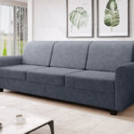 Kanapa z funkcją spania Milo z pojemnikiem na pościel grafitowa plecionka