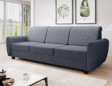 Kanapa z funkcją spania Milo z pojemnikiem na pościel grafitowa plecionka