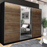 Szafa trzydrzwiowa przesuwna VIP 270 cm z lustrem i szufladami dąb lefkas