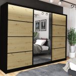 Szafa przesuwna VIP 200 cm z lustrem i szufladami dąb artisan