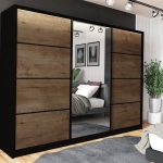 Szafa przesuwna VIP 250 cm z lustrem i szufladami dąb lefkas