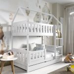 Łóżko piętrowe Zimo w kształcie domku białe