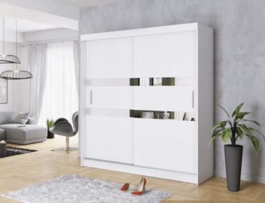 Szafa przesuwna Capri 100 cm z lustrem biała