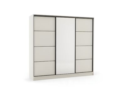 Szafa przesuwna Kashi 200 cm z lustrem i szufladami kaszmir