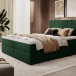 Łóżko z pojemnikami Alsta 120 butelkowa zieleń welur