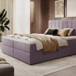 Łóżko z pojemnikami Alsta 160 różowy welur