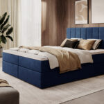 Łóżko z pojemnikami Alsta 120 granatowy welur