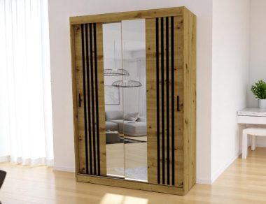 Szafa przesuwna Lumo 100 cm z lustrem dąb artisan