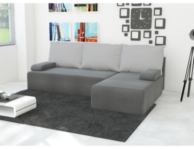 Narożnik z funkcją spania Mini prawy L-kształtny z pojemnikiem na pościel szary plusz