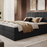 Łóżko z pojemnikami Alsta 160 grafitowy welur