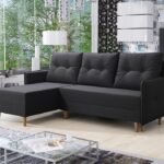 Narożnik z funkcją spania Fern lewy L-kształtny z pojemnikiem na pościel grafitowa plecionka