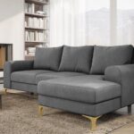 Narożnik z funkcją spania Instra prawy L-kształtny z pojemnikiem na pościel szary welur