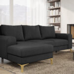 Narożnik z funkcją spania Instra lewy L-kształtny z pojemnikiem na pościel grafitowy welur