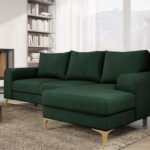 Narożnik z funkcją spania Instra prawy L-kształtny z pojemnikiem na pościel butelkowa zieleń welur