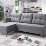 Narożnik z funkcją spania Ivar lewy L-kształtny z pojemnikiem na pościel jasnoszara plecionka