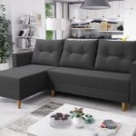 Narożnik z funkcją spania Ivar lewy L-kształtny z pojemnikiem na pościel ciemnoszara plecionka