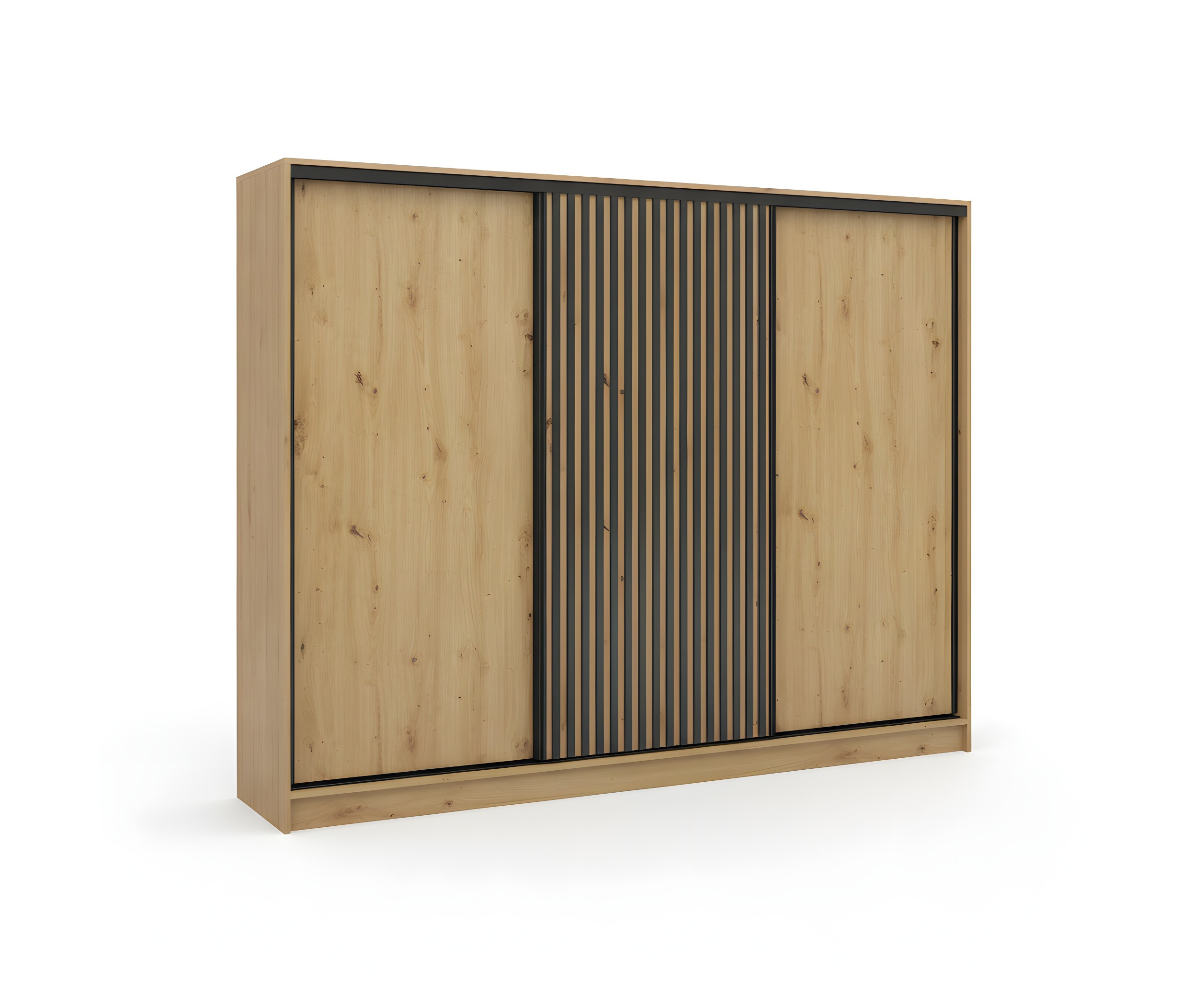 Szafa przesuwna Nubi 250 cm dąb artisan z czarnymi lamelami