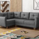 Narożnik z funkcją spania Manstad L lewy z pojemnikiem na pościel ciemnoszara plecionka