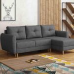 Narożnik z funkcją spania Manstad prawy L-kształtny z pojemnikiem na pościel ciemnoszara plecionka