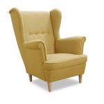 Fotel Uszak musztardowa plecionka