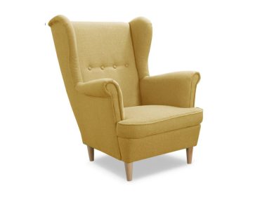 Fotel Uszak musztardowa plecionka