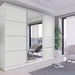 Szafa trzydrzwiowa przesuwna VIP 180 cm z lustrem i szufladami biały mat