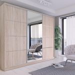 Szafa przesuwna VIP 200 cm z lustrem i szufladami dąb sonoma