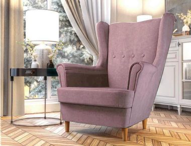 Fotel Uszak różowy welur