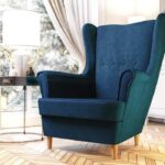 Fotel Uszak granatowy welur