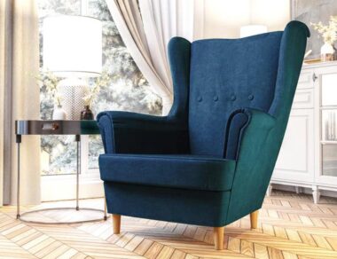 Fotel Uszak granatowy welur