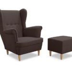 Fotel Uszak z podnóżkiem brązowa plecionka